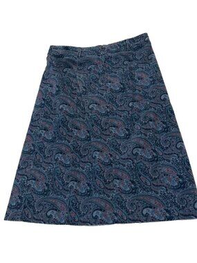 April Cornell / Cornell Trading Blue & Purple Corduroy Paisley A-Line 12 Skirt